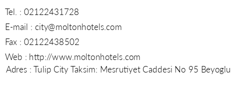 City By Molton Hotels telefon numaralar, faks, e-mail, posta adresi ve iletiim bilgileri